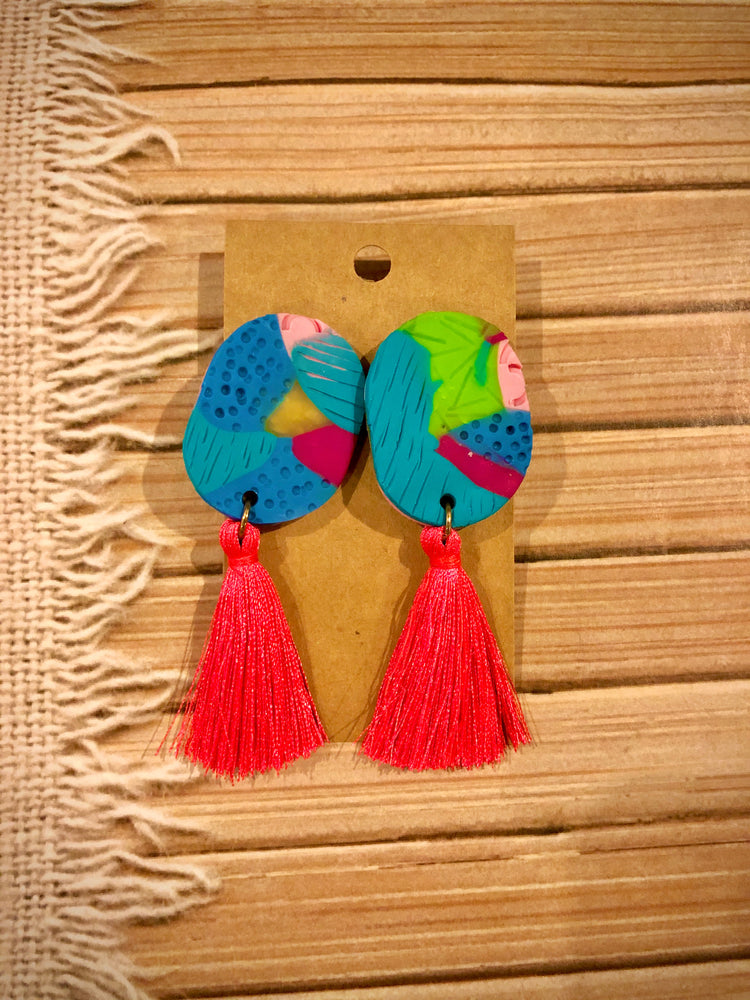 Handcrafted summer earrings in bright colors by Tassel Bermuda