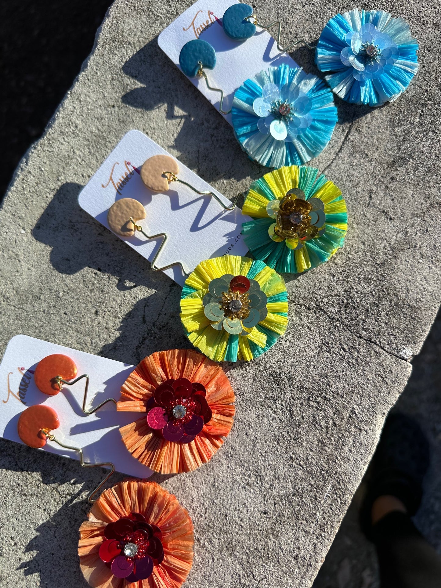 Solana earrings – bright polymer clay statement earrings inspired by Bermuda kites and fireworks